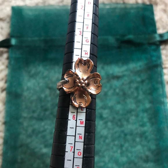Vintage Jewelry - Size 5 Vintage sterling silver and copper dogwood blossom ring